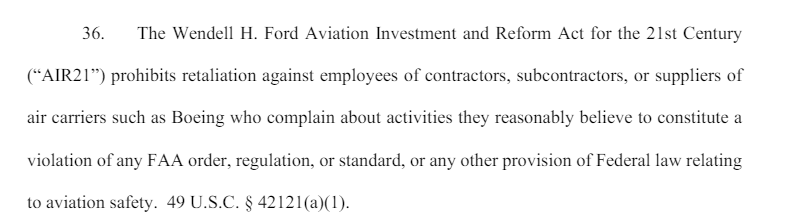 photo:VIOLATION OF THE WENDELL H. FORD AVIATION INVESTMENT AND REFORM ACT FOR THE 21ST CENTURY AGAINST BOEING, SPIRIT, AND STROM
